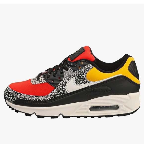 NIKE AIR MAX 90 SAFARI BLACK/PHANTOM-CHILE RED-POLLEN WMNS SIZE 9.5 M - Picture 3 of 13